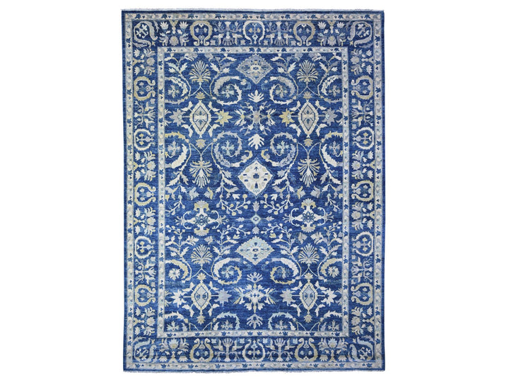 10'2" x 13'8" New Hand Knotted Blue Wool Rectangle Oriental Rug - MOA10288004