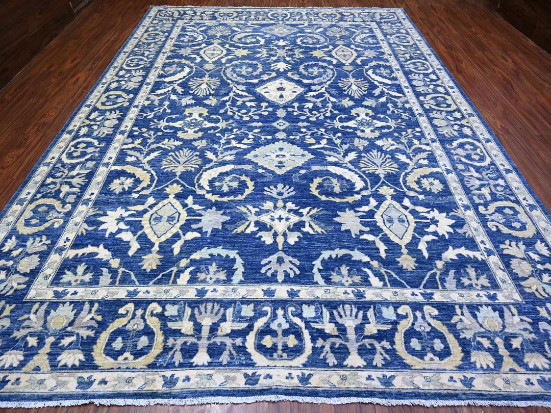 10'2" x 13'8" New Hand Knotted Blue Wool Rectangle Oriental Rug - MOA10288004