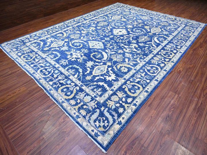 10'2" x 13'8" New Hand Knotted Blue Wool Rectangle Oriental Rug - MOA10288004