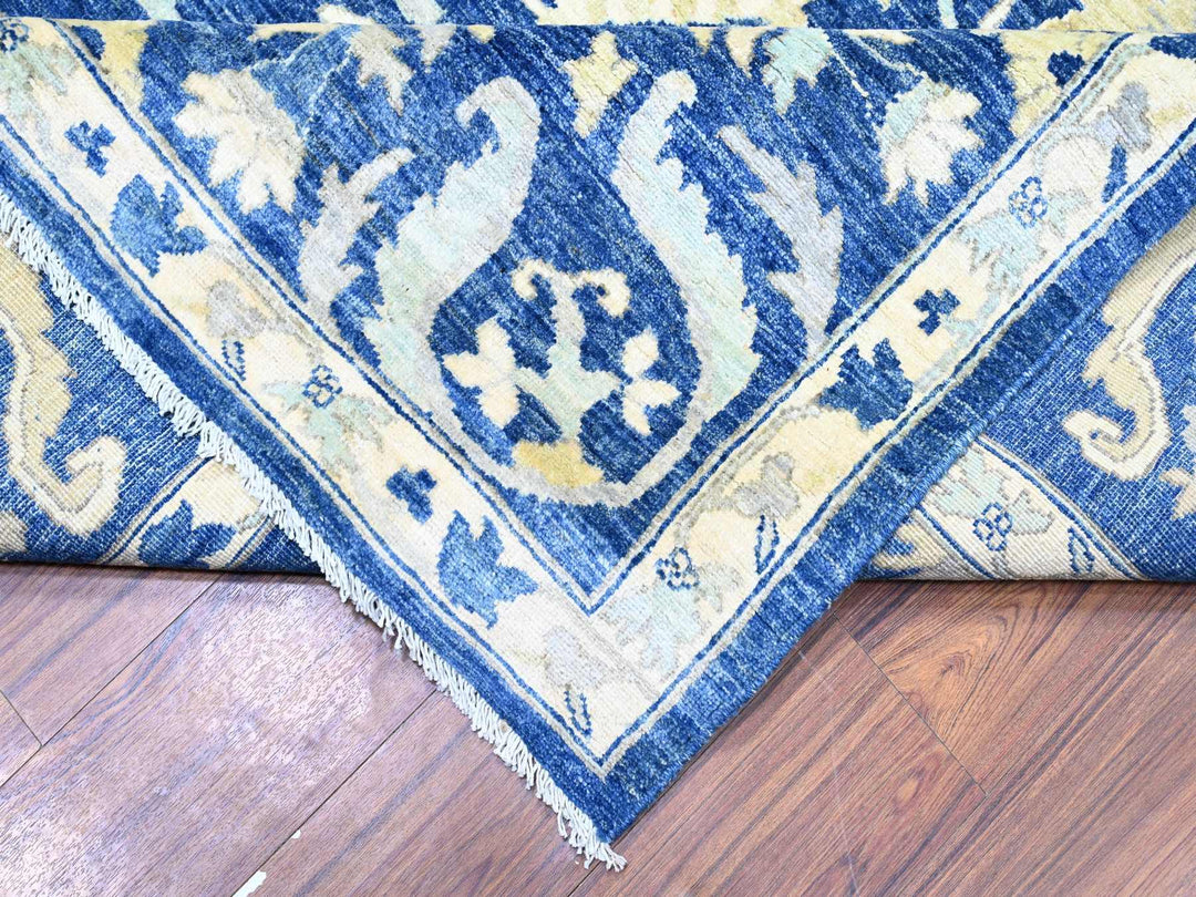 10'2" x 13'8" New Hand Knotted Blue Wool Rectangle Oriental Rug - MOA10288004