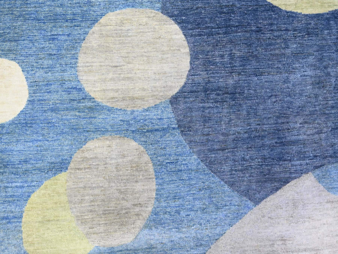 8'2" x 9'7" New Hand Knotted Blue Wool Rectangle Oriental Rug - MOA10288009
