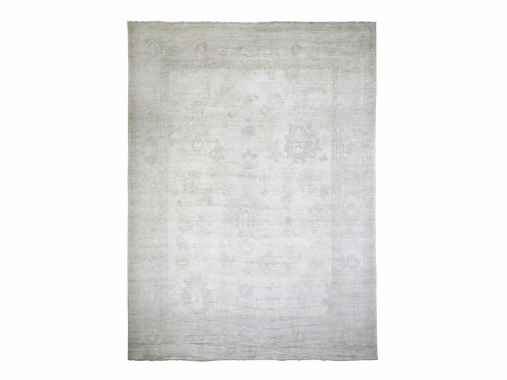 11'11" x 15'10" New Hand Knotted Ivory Wool Rectangle Oriental Rug - MOA10288017