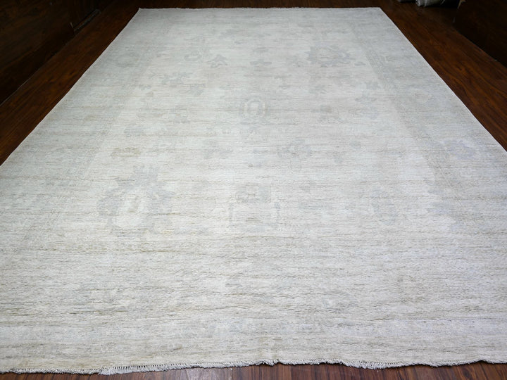 11'11" x 15'10" New Hand Knotted Ivory Wool Rectangle Oriental Rug - MOA10288017