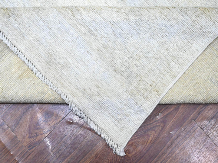 11'11" x 15'10" New Hand Knotted Ivory Wool Rectangle Oriental Rug - MOA10288017