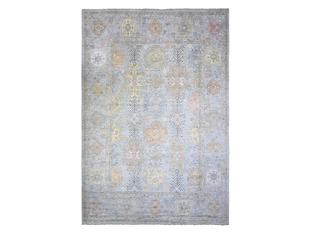 11'9" x 16'5" New Hand Knotted Grey Wool Rectangle Oriental Rug - MOA10288025