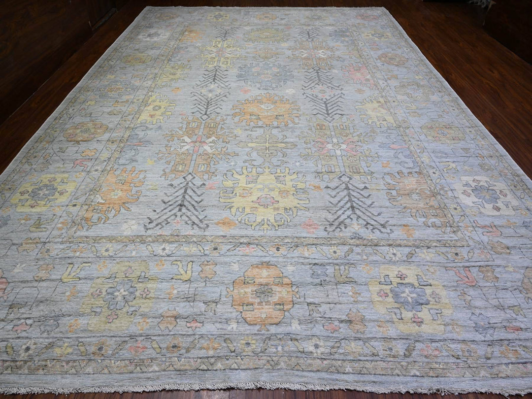 11'9" x 16'5" New Hand Knotted Grey Wool Rectangle Oriental Rug - MOA10288025