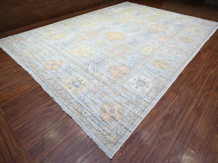 11'9" x 16'5" New Hand Knotted Grey Wool Rectangle Oriental Rug - MOA10288025