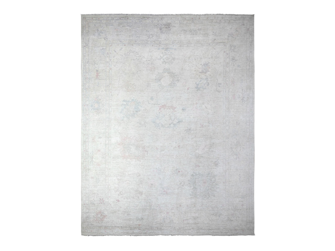 11'11" x 15'0" New Hand Knotted Ivory Wool Rectangle Oriental Rug - MOA10288026