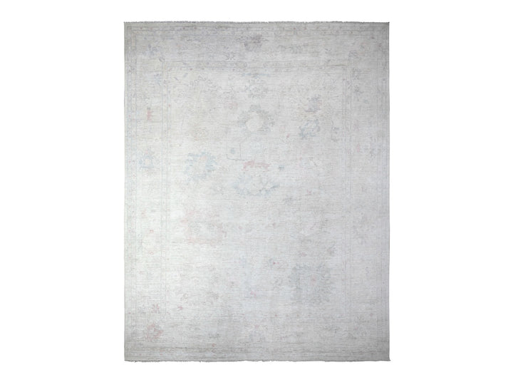 11'11" x 15'0" New Hand Knotted Ivory Wool Rectangle Oriental Rug - MOA10288026