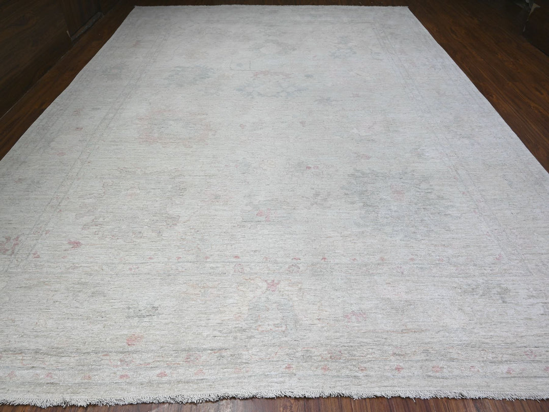 11'11" x 15'0" New Hand Knotted Ivory Wool Rectangle Oriental Rug - MOA10288026