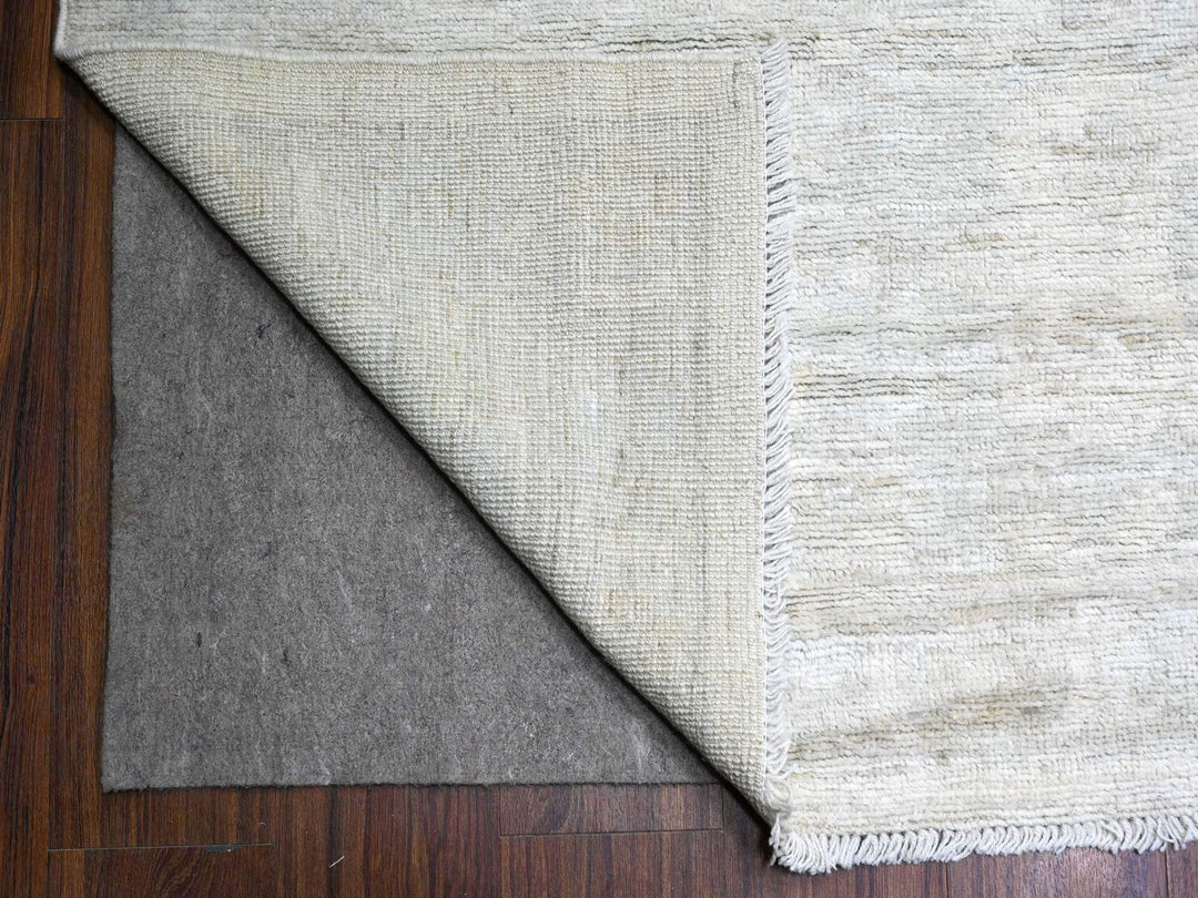 11'8" x 15'2" New Hand Knotted Ivory Wool Rectangle Oriental Rug - MOA10288027