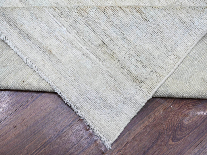 11'8" x 15'2" New Hand Knotted Ivory Wool Rectangle Oriental Rug - MOA10288027