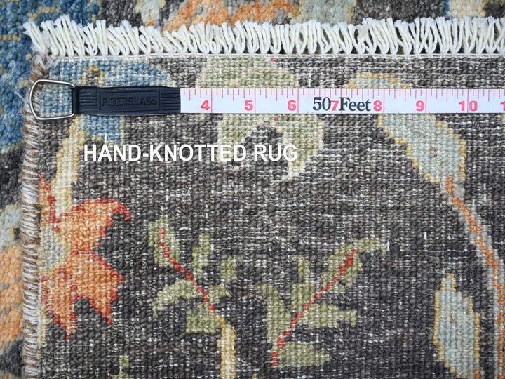 3'11" x 12'0" New Hand Knotted Black Wool Runner Oriental Rug - MOA10288031