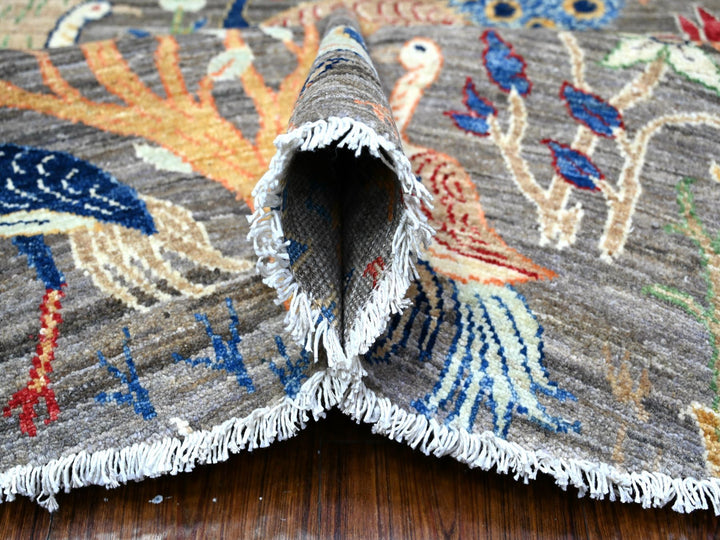 7'7" x 7'8" New Hand Knotted Brown Wool Round Oriental Rug - MOA10288041