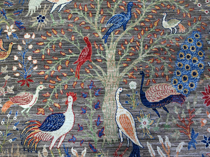 7'7" x 7'8" New Hand Knotted Brown Wool Round Oriental Rug - MOA10288041