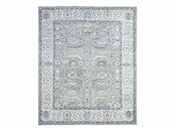 8'3" x 9'11" New Hand Knotted Grey Wool Rectangle Oriental Rug - MOA10288045