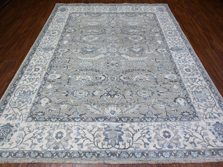 8'3" x 9'11" New Hand Knotted Grey Wool Rectangle Oriental Rug - MOA10288045