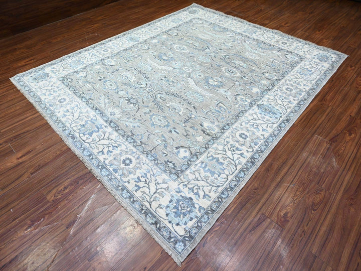 8'3" x 9'11" New Hand Knotted Grey Wool Rectangle Oriental Rug - MOA10288045
