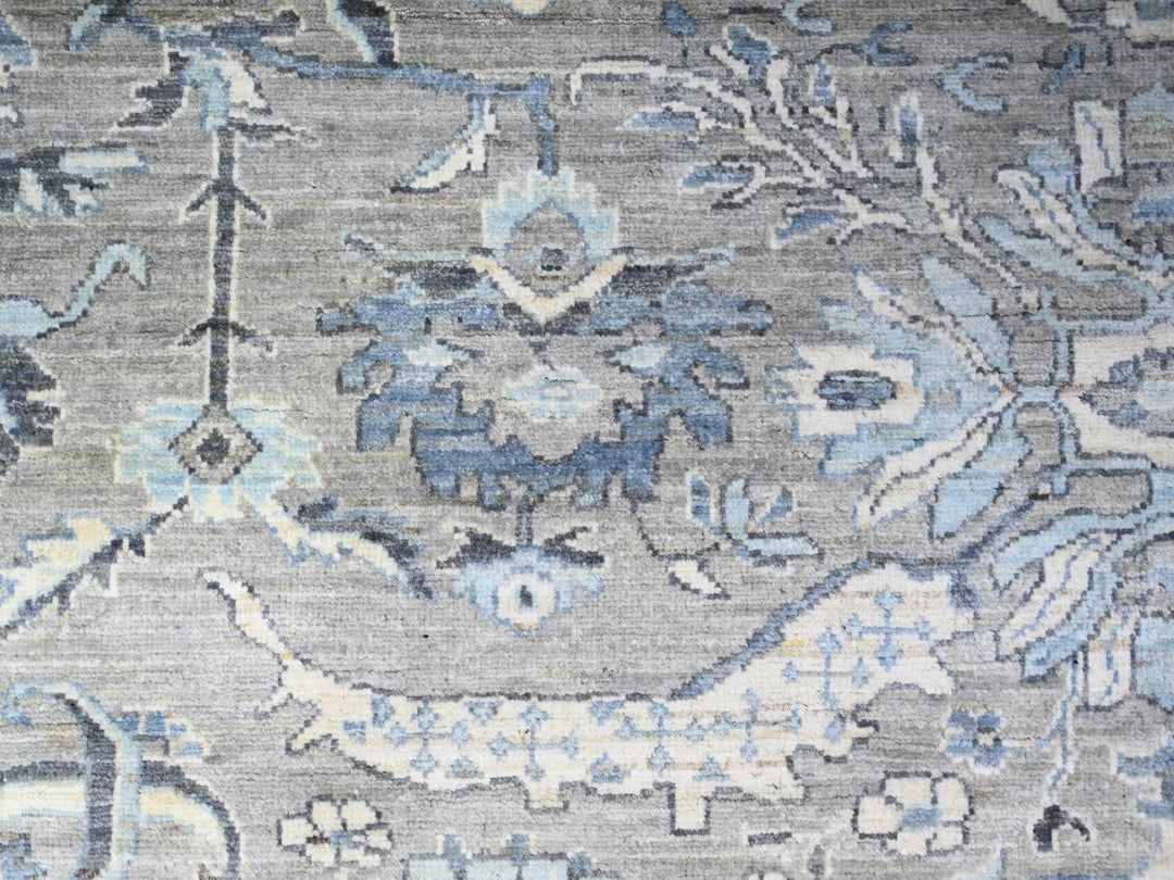 8'3" x 9'11" New Hand Knotted Grey Wool Rectangle Oriental Rug - MOA10288045