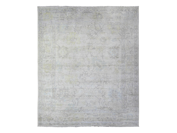 8'0" x 9'5" New Hand Knotted Grey Wool Rectangle Oriental Rug - MOA10288050