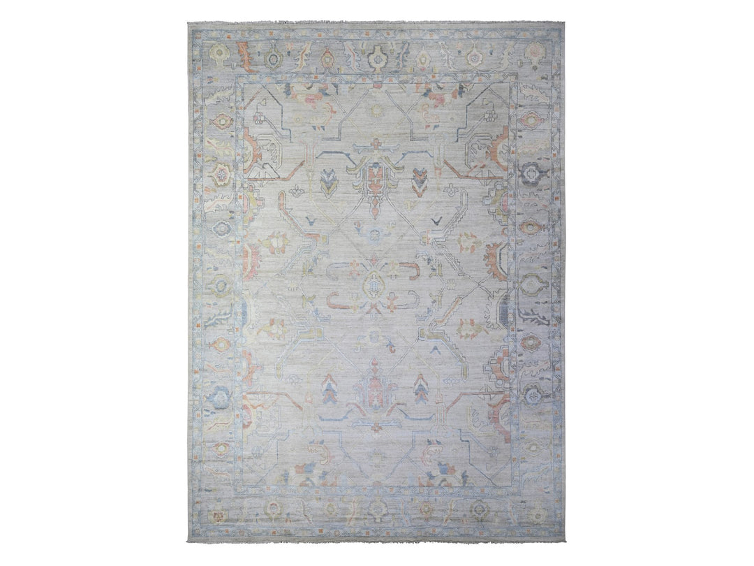 9'10" x 13'6" New Hand Knotted Ivory Wool Rectangle Oriental Rug - MOA10288058