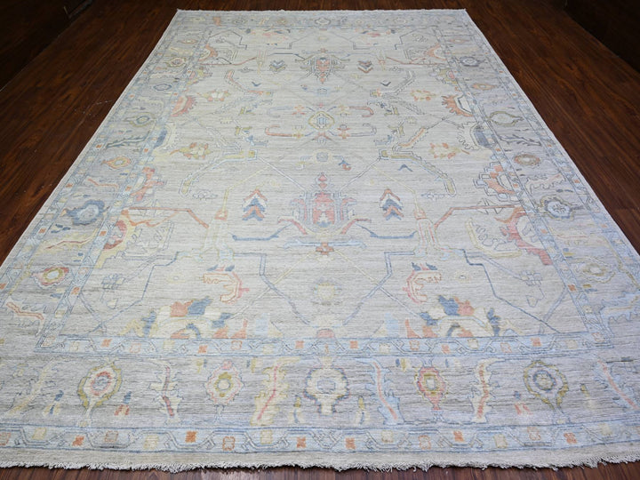 9'10" x 13'6" New Hand Knotted Ivory Wool Rectangle Oriental Rug - MOA10288058