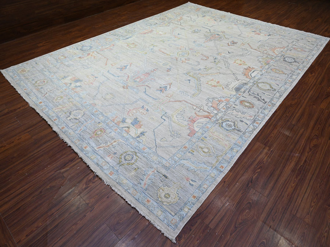 9'10" x 13'6" New Hand Knotted Ivory Wool Rectangle Oriental Rug - MOA10288058