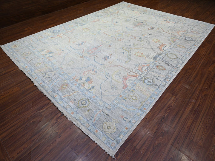 9'10" x 13'6" New Hand Knotted Ivory Wool Rectangle Oriental Rug - MOA10288058