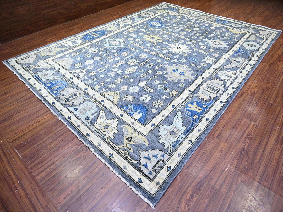 10'0" x 13'11" New Hand Knotted Grey Wool Rectangle Oriental Rug - MOA10288059