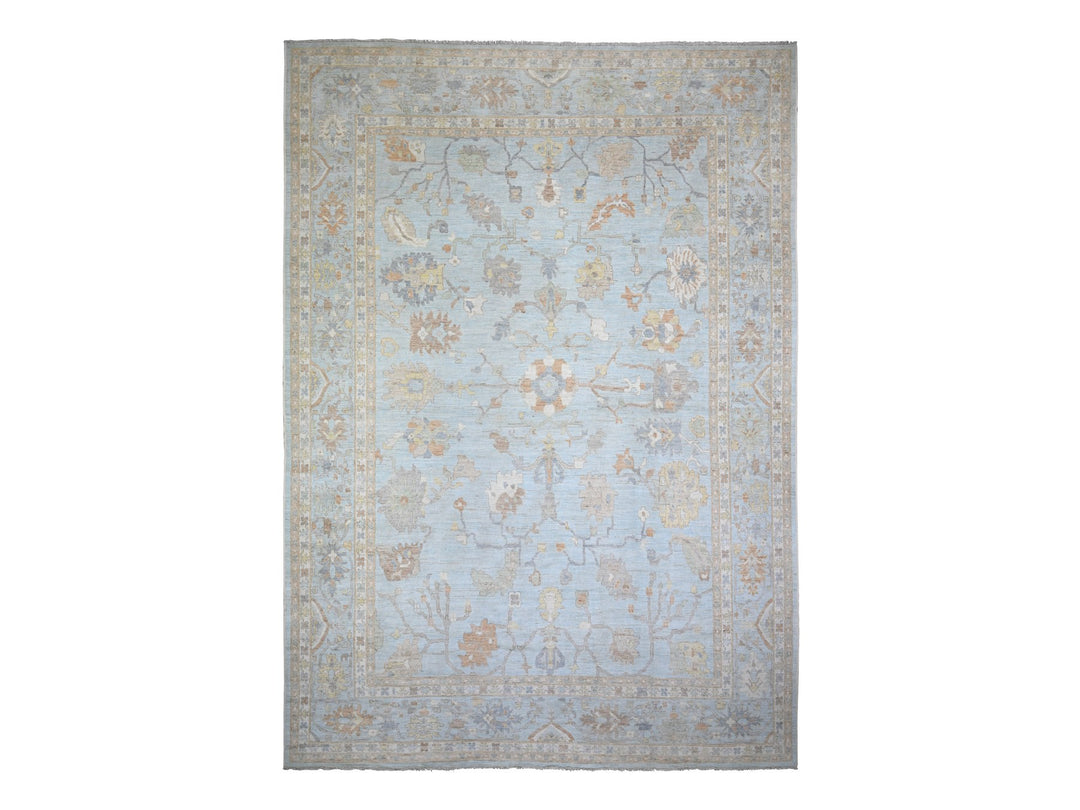 12'2" x 17'2" New Hand Knotted Blue Wool Rectangle Oriental Rug - MOA10288068