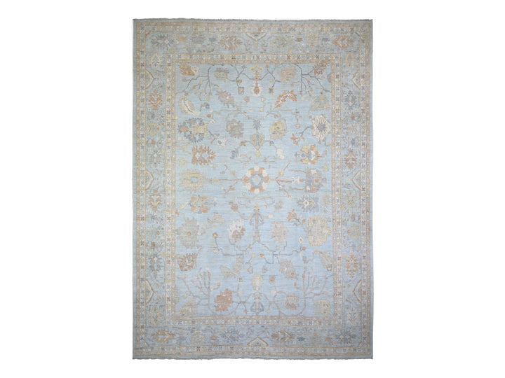 12'2" x 17'2" New Hand Knotted Blue Wool Rectangle Oriental Rug - MOA10288068