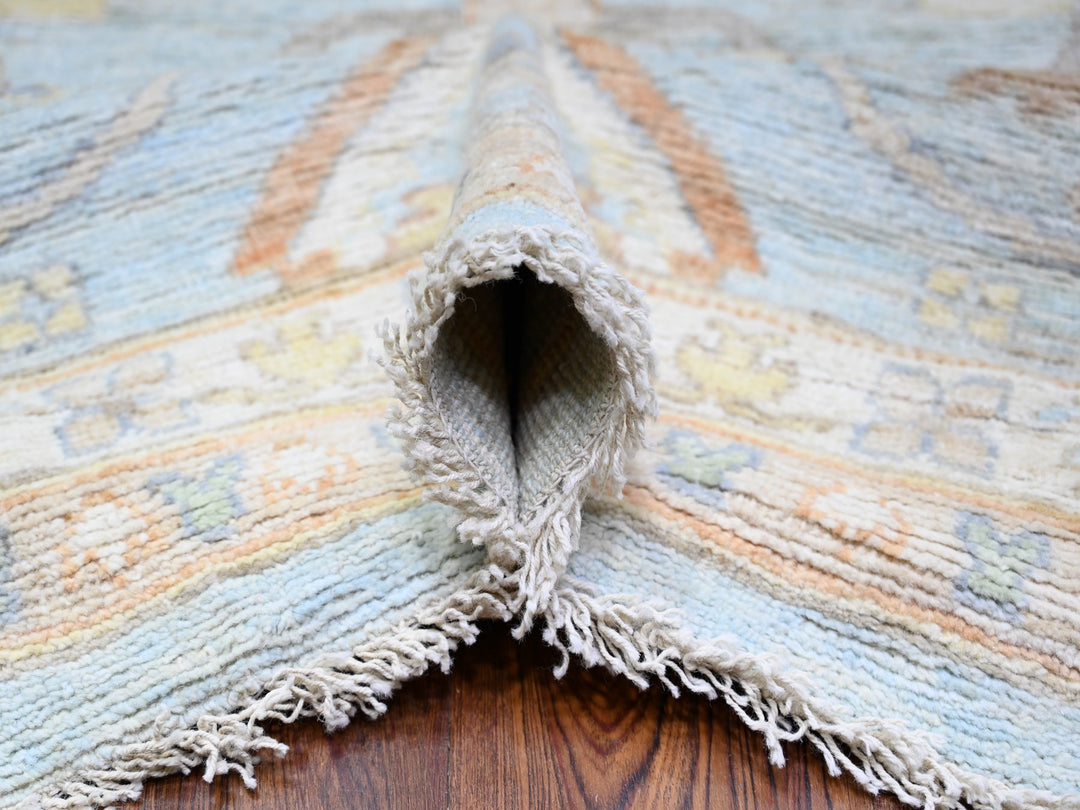12'2" x 17'2" New Hand Knotted Blue Wool Rectangle Oriental Rug - MOA10288068