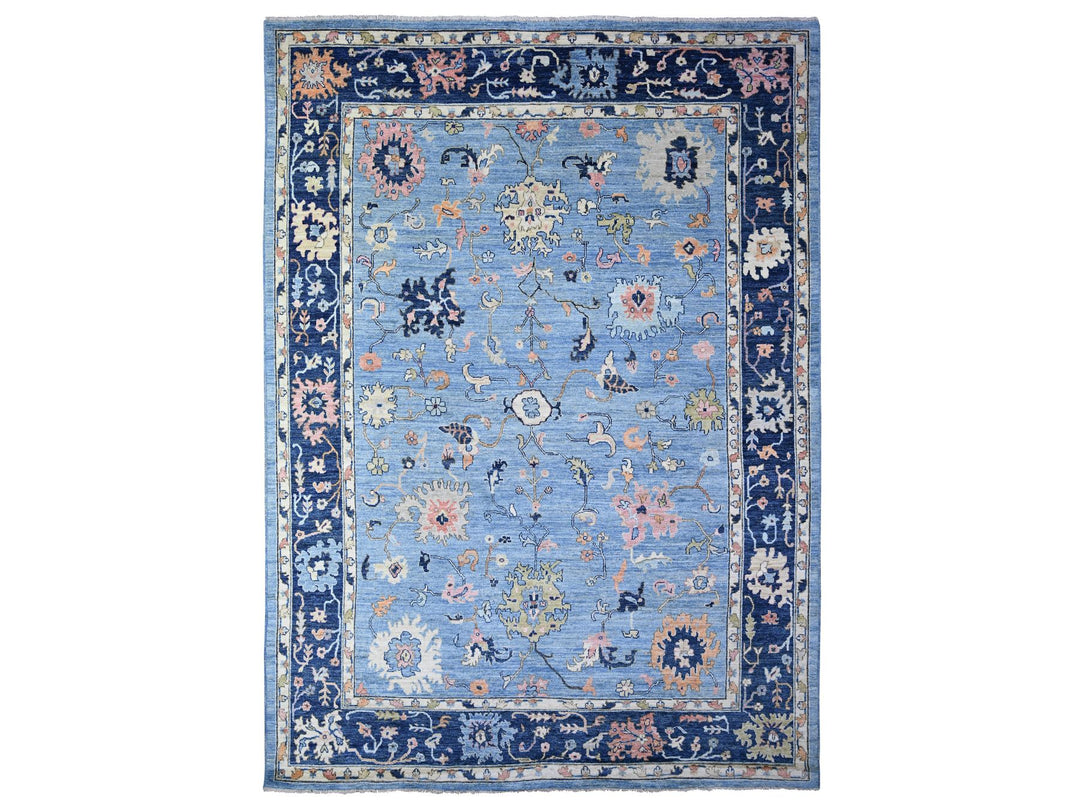 9'9" x 13'5" New Hand Knotted Blue Wool Rectangle Oriental Rug - MOA10288073