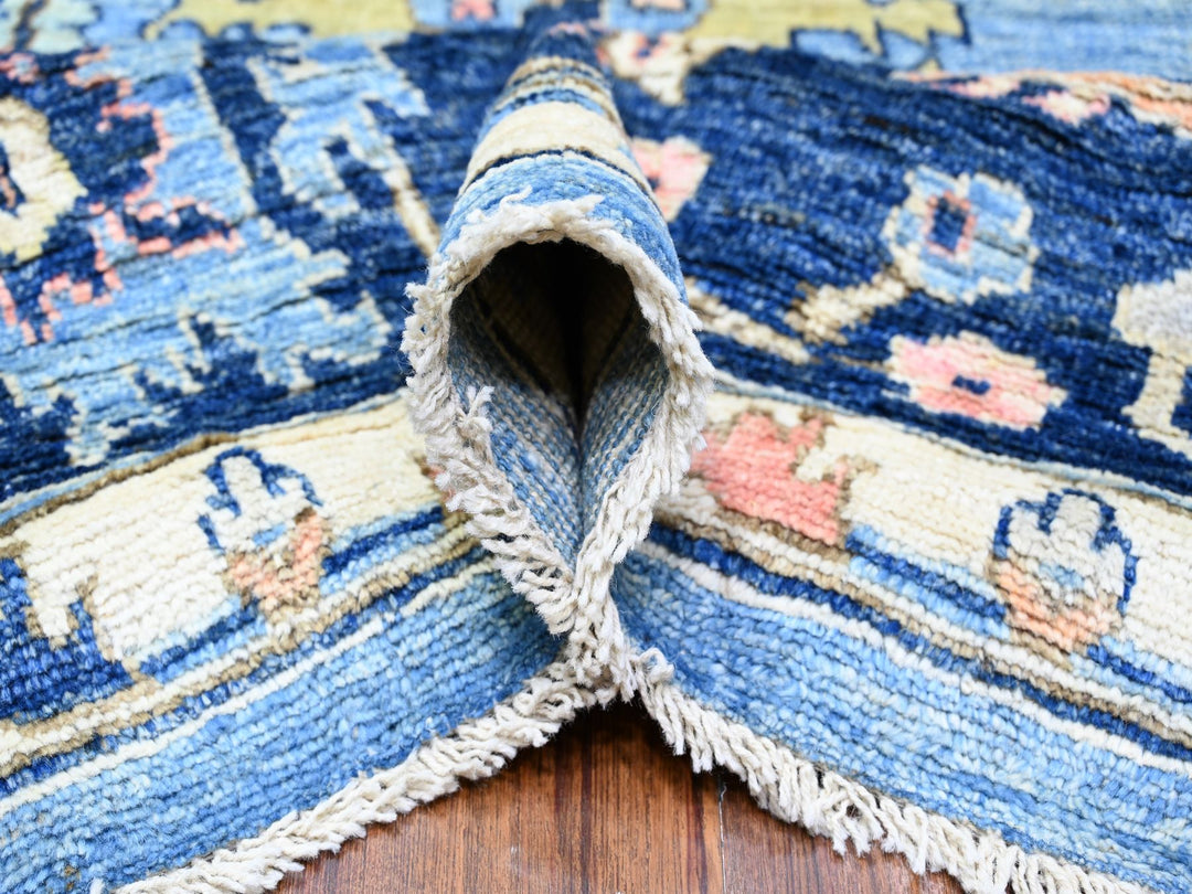 9'9" x 13'5" New Hand Knotted Blue Wool Rectangle Oriental Rug - MOA10288073
