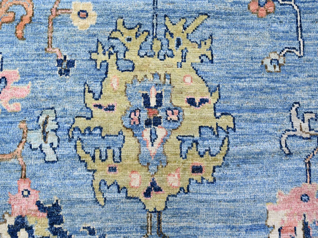 9'9" x 13'5" New Hand Knotted Blue Wool Rectangle Oriental Rug - MOA10288073
