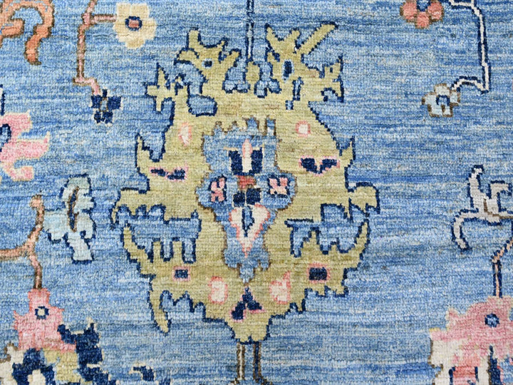9'9" x 13'5" New Hand Knotted Blue Wool Rectangle Oriental Rug - MOA10288073