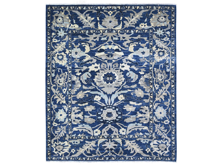 8'3" x 9'8" New Hand Knotted Blue Wool Rectangle Oriental Rug - MOA10288075
