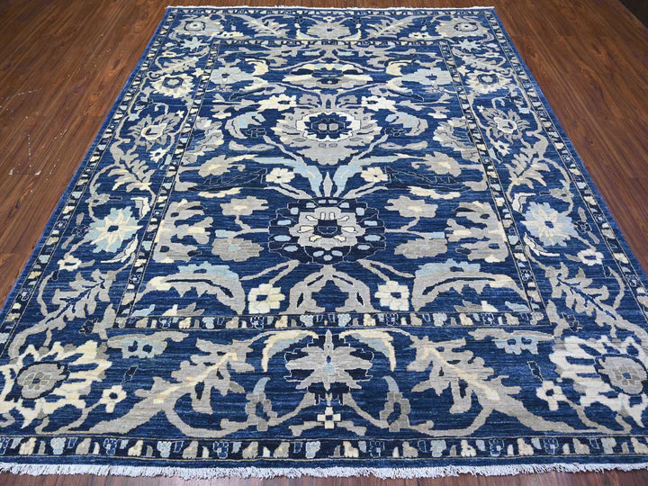 8'3" x 9'8" New Hand Knotted Blue Wool Rectangle Oriental Rug - MOA10288075
