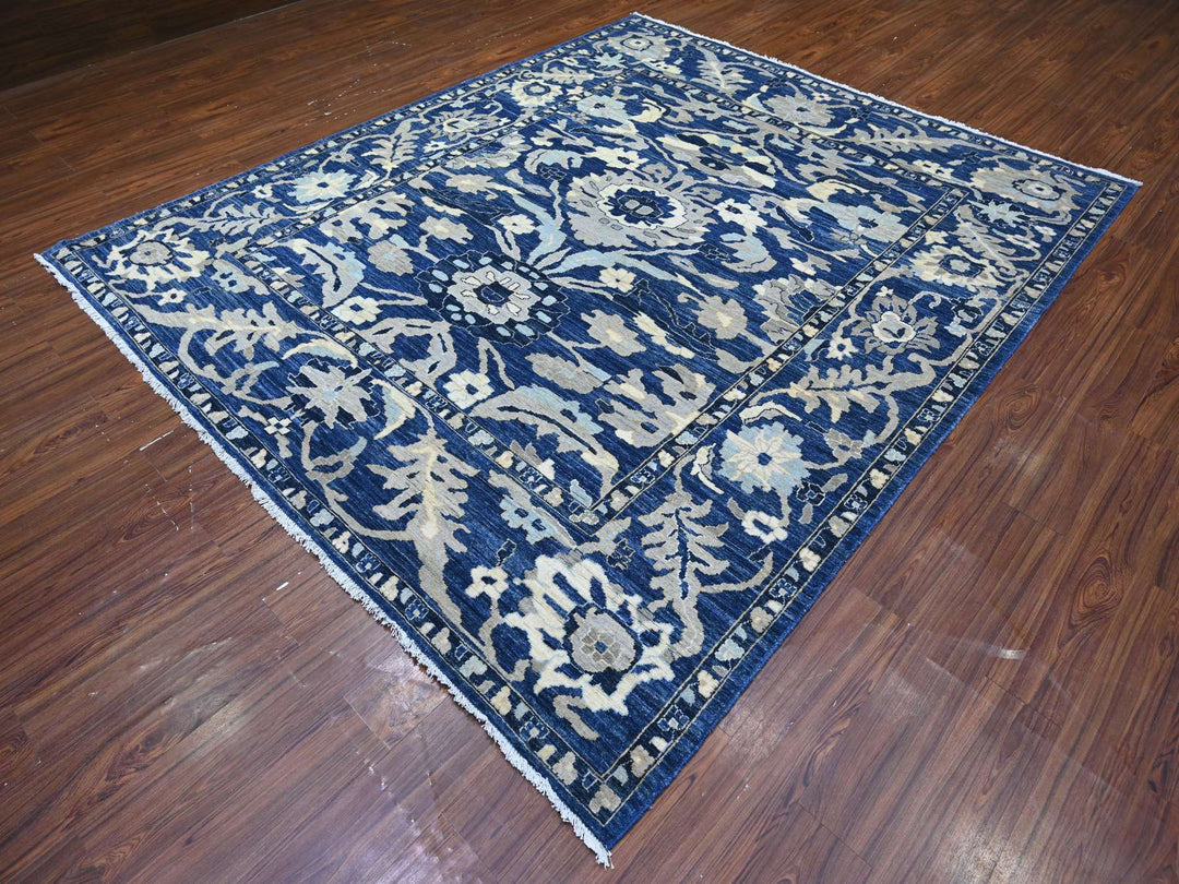 8'3" x 9'8" New Hand Knotted Blue Wool Rectangle Oriental Rug - MOA10288075
