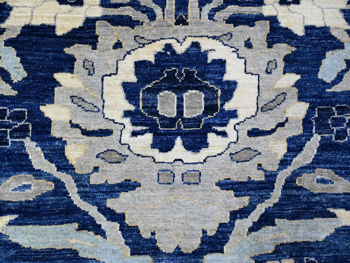 8'3" x 9'8" New Hand Knotted Blue Wool Rectangle Oriental Rug - MOA10288075