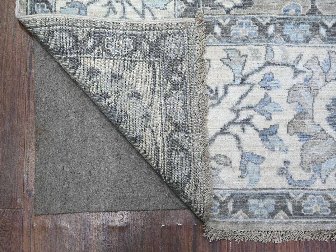 8'1" x 10'1" New Hand Knotted Grey Wool Rectangle Oriental Rug - MOA10288076