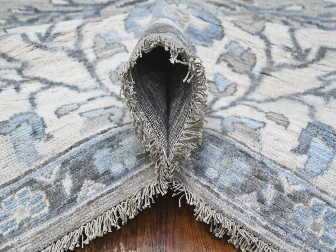 8'1" x 10'1" New Hand Knotted Grey Wool Rectangle Oriental Rug - MOA10288076