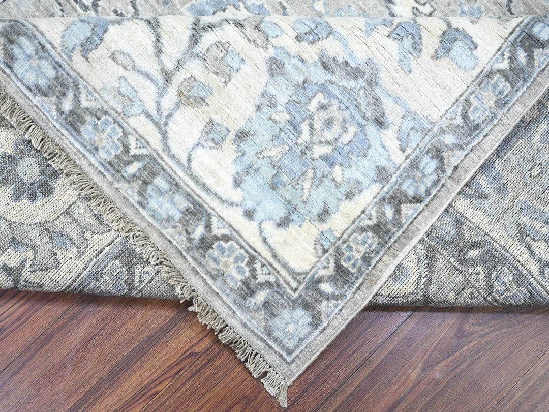 8'1" x 10'1" New Hand Knotted Grey Wool Rectangle Oriental Rug - MOA10288076