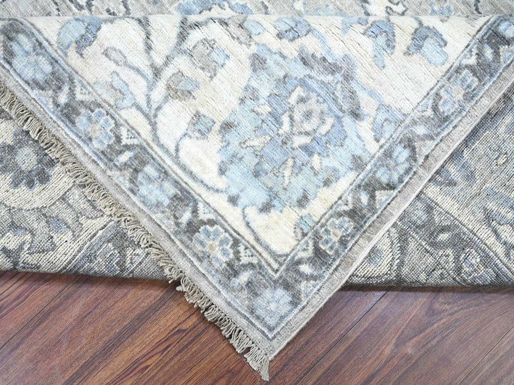 8'1" x 10'1" New Hand Knotted Grey Wool Rectangle Oriental Rug - MOA10288076
