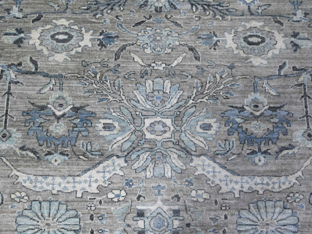 8'1" x 10'1" New Hand Knotted Grey Wool Rectangle Oriental Rug - MOA10288076