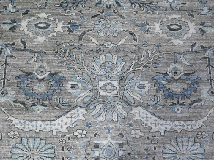 8'1" x 10'1" New Hand Knotted Grey Wool Rectangle Oriental Rug - MOA10288076
