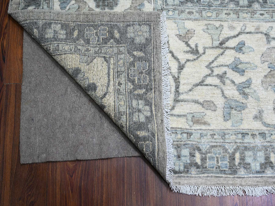 11'6" x 14'11" New Hand Knotted Grey Wool Rectangle Oriental Rug - MOA10288078