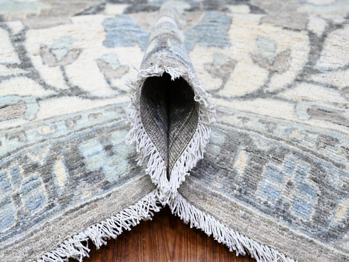 11'6" x 14'11" New Hand Knotted Grey Wool Rectangle Oriental Rug - MOA10288078