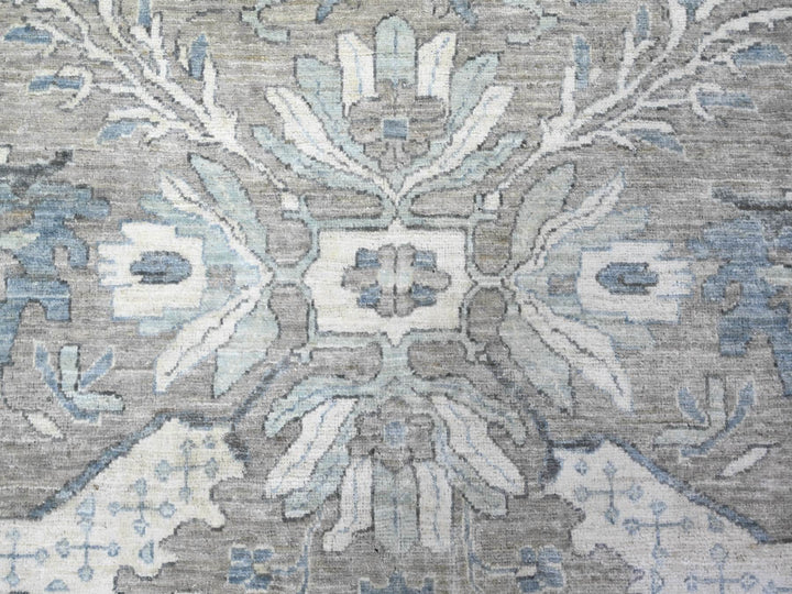 11'6" x 14'11" New Hand Knotted Grey Wool Rectangle Oriental Rug - MOA10288078
