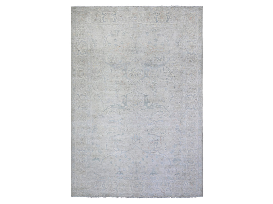 9'9" x 13'8" New Hand Knotted Grey Wool Rectangle Oriental Rug - MOA10288084